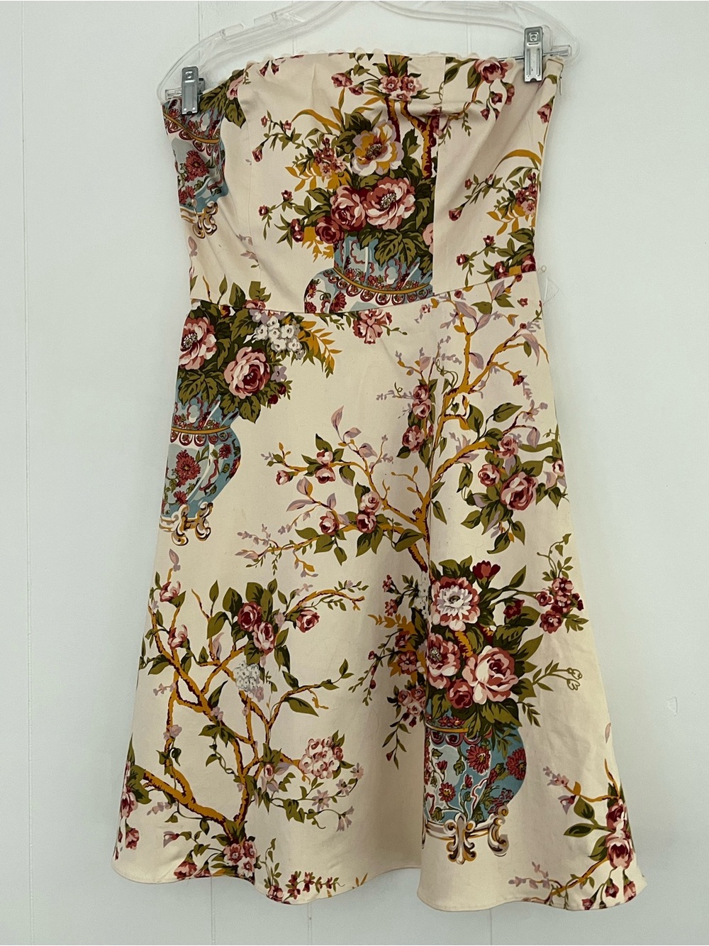 Moda International Floral Print Strapless Midi Fit Flare Dress Sz 8 CottageCore - Picture 2 of 16